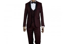 Maserto Slim Fit Bordo Damatlık Kendinden Desenli