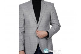 Maserto Slim Fit Gri Ceket Kare Desenli