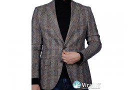 Maserto Slim Fit Kahverengi Ceket Ekose Desenli