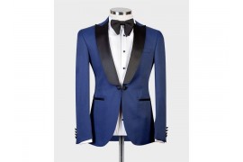 Maserto Slim Fit Mavi Smokin Düz Desenli