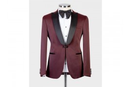 Maserto Slim Fit Bordo Smokin Düz Desenli