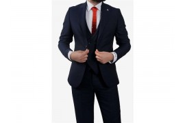 Maserto Slim Fit Lacivert Takım Elbise Nokta Desenli