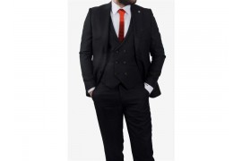 Maserto Slim Fit Siyah Takım Elbise Düz Desenli