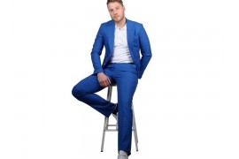 Maserto Slim Fit Mavi Takım Elbise Düz Desenli