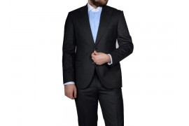 Maserto Slim Fit Siyah Takım Elbise Eskitme Desenli