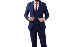 Maserto Slim Fit Lacivert Takım Elbise Düz Desenli