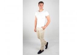 Maserto Krem Skinny Fit Pantolon Düz Desenli