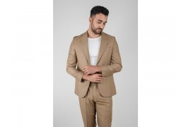 Maserto Slim Fit Hardal Takım Elbise Düz Desenli