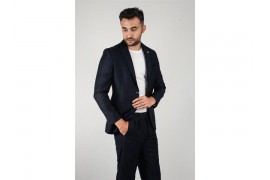 Maserto Slim Fit Lacivert Takım Elbise Düz Desenli