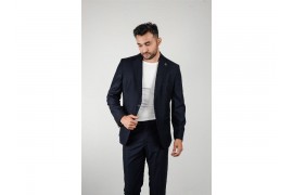 Maserto Slim Fit Siyah Takım Elbise Düz Desenli