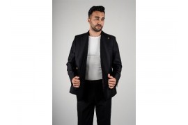 Maserto Slim Fit Siyah Takım Elbise Düz Desenli