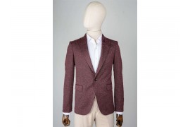 Maserto Slim Fit Bordo Ceket Kendinden Desenli