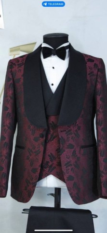 Maserto Erkek Slim Fit Bordo Damatlık Kendinden Desenli