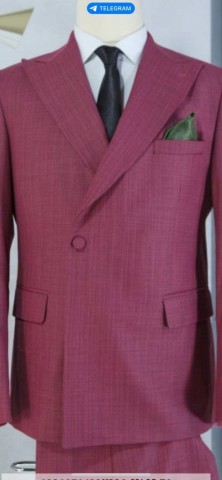 Maserto Erkek Slim Fit Kruvaze Bordo Takım Elbise Çizgi Desenli